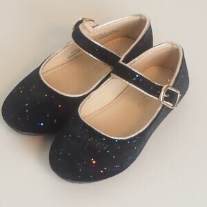 J.Crew Black Flats with Velvet-Strap and Sparkles Youth Size 8‎ Mary Jane